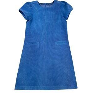 Bergdorf Goodman M Ferrari Girls Blue Corduroy Shift Dress Made in Italy Size 12